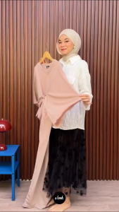 E.Look Kuna Kaftan Long Dress Lebaran (Cringkle/ Sheer)