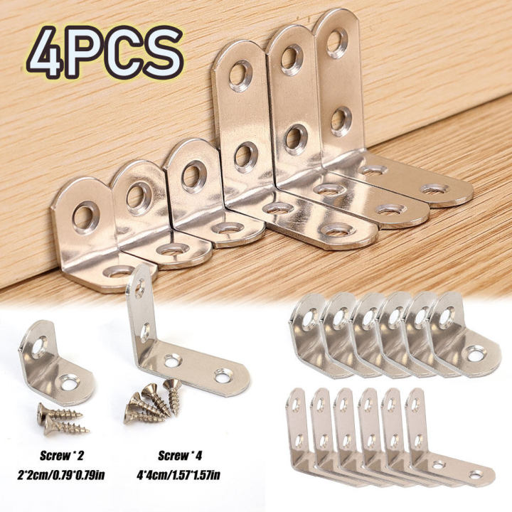 4pcs L-Shaped Corner Brackets Metal Corner Braces Drawer Shelf Wall ...