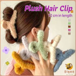 Digeo Soft Furry Hair Claws Big Clamps Faux Fur Hair Clips Sweet Plush Hair Crabs Clip for Girls