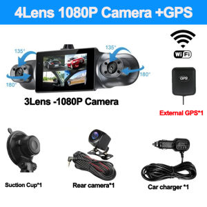 4 Channel GPS Dash Cam for Cars 4*1080P WIFI 360° Degree Video Recorder Rear View Camera Car DVR 24H Hardware Kit Car Assecories