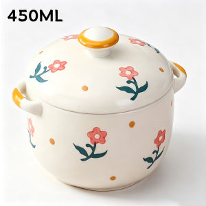 1pc Ceramic Steamer Pot Steaming Egg Bowl/pot with Lid and Handle for Kitchen Use in Steaming Eggs Desserts Corn Soup