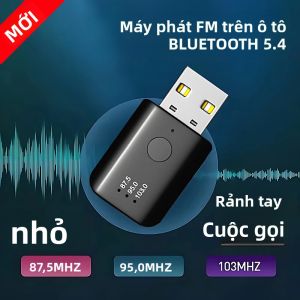 Bộ Phát FM Bluetooth 5.4 Có Mic Gọi Rảnh Tay Bộ Chuyển Đổi Không Dây USB Bộ Thu Âm Thanh Stereo Không Mất Dữ Liệu Cho Radio Xe Hơi