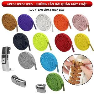 6 Chiếc/3/1 Chiếc Không Buộc Dây Giày Lười Bộ Khóa Chống Trơn Trượt Chống Thả Dây Giày Kim Loại Phẳng Nylon Dây Giày Cho Thoải Mái Phù Hợp Với
