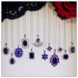 Elegant Vintage Violet Necklace Womens Crystal Zirconia Pendant Collarbone Chain Waterdrop Style Fashion Jewelry Accessory