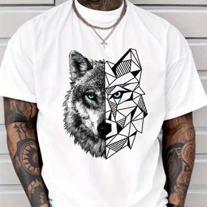 Bandai | Snow Wolf Graphic Print T-shirts Kids Men Casual Fashion High Street Vintage Tops Oversize Crew Neck Short Sleeve Cotton Tees