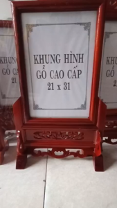 Khung ảnh thờ mặt kính gỗ hương cao cấp có chân đứng 21 x 31