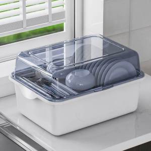 Besee | Dishware Storage Organizer With Lid and Drainage Dish Rack