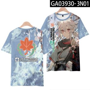 Genshin Impact Wan Ye Shendili Ling Hua Eight Short Sleeve T-Shirt Mens Casual Anime Print Tee Summer Fashion Streetwear