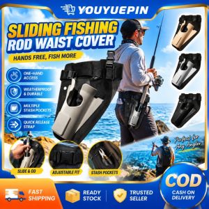 Youyuepin thắt lưng eo câu cá Giá Đỡ Cần câu cầm tay trượt trong bao da hông để quay thanh đúc không cần tay dụng cụ câu cá với dây đeo điều chỉnh được màu đen màu be