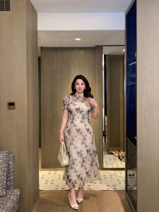 Elegant Retro Watercolor Ink Painting Butterfly Qipao Dress