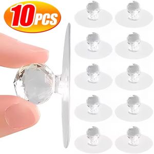 10/2PCS Transparent Crystal Door Knobs Cabinet Drawer Door Knobs Handles Self-adhesive Handle with Hook Function Door Wall Decor