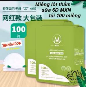 HCM_HOẢ TỐC.Miếng lót thấm sữa 6D MXN 100 miếng ( vàng/ xanh).Hàng sẵn Nowship