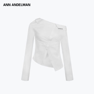 ANN ANDELMAN | Slant Collar Off-shoulder Fitted Asymmetric Open Design Deconstructed Shirt