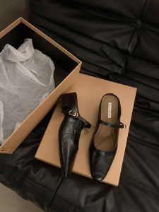 Silver Low Heel Mary Janes Womens Slippers Outdoor Spring Summer French Style Semi Slippers Fashionable New Arrival 2025