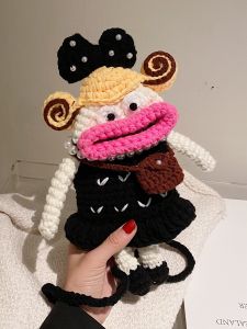 Cute Knitted Satchel Bag Womens Fashionable Sausage Mouth Mobile Phone Bag Crossbody Bag Korean Style Leisure Single Shoulder Bag