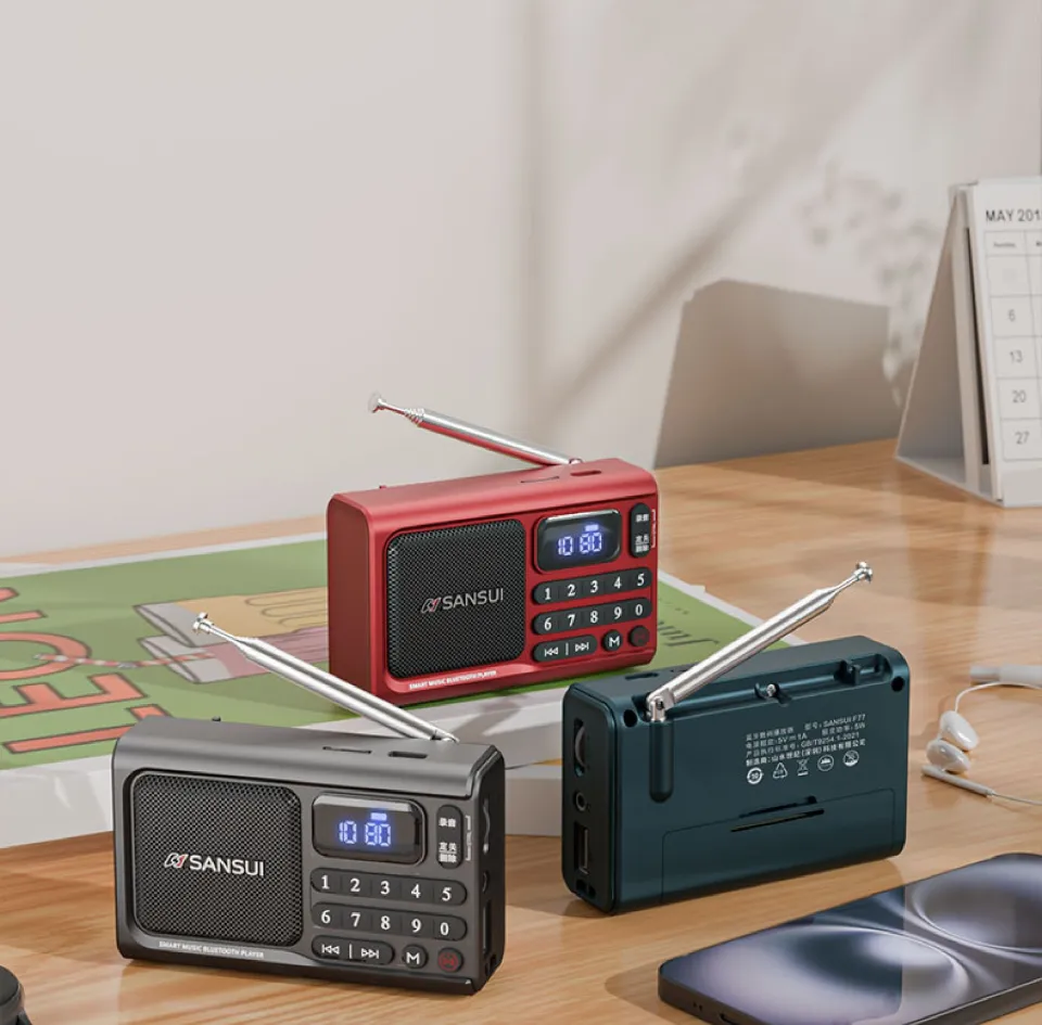 Portable Sansui F75 Mini Bluetooth Speaker with Card Slot Timer