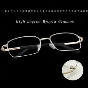 Height Range -1.0~ -8.0 Myopia Glasses Half Frame Finished Myopia Glasses Metal Frame Resin Eyeglass Lenses