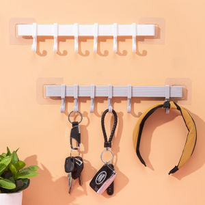 BizHome """ราวตะขอ""" พลาสติกอเนคประสงค์ แบบติดแผ่นกาว ไม่ต้องเจาะผนัง Towel rack มีสินค้าพร้อมส่ง