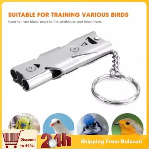 Stainless Steel Whistle with Lanyard Ultrasonic Dual Tone Whistle Fit for Bird/Pet Training Whistle