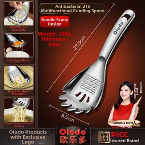 Olodo | Multi-Functional Masher Garlic Grater Ginger Grinder Strainer 316 Stainless Steel