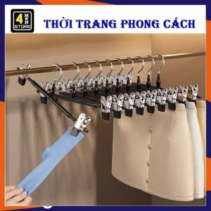 Móc Treo Quần Áo Đa Năng 31Cm Bằng Thép Không Gỉ - Móc Kẹp Phơi Đồ Chống Trượt Không Dấu Vết Kẹp Váy  Móc Kẹp Đôi - Móc Treo Kèm Kẹp Treo Tất Vớ
