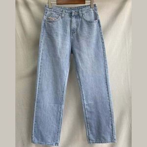 กางเกงยีนส์ทรงตรงเอวสูงผ้าฝ้ายแท้ทรงสลิมฟิต กางเกงขายาวทรงสลิมฟิตสำหรับผู้หญิง กางเกงยีนส์ทรงสลิมฟิตเอวสูงสำหรับฤดูใบไม้ร่วง