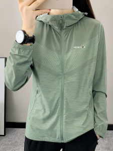 Summer Ice Silk Hooded Jacket Women Lightweight Breathable Elastic Casual Sports Top Outdoor UV Protection Sunscreen Clothing
