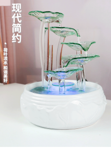 Ceramic Fountain Decorative Water Feature Living Room Decorative Landscape Feng Shui Wheel Water Scene Gift Modern Chinese Style