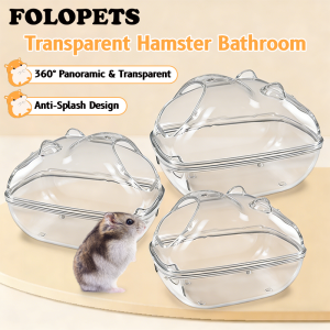 FOLOPETS Hamster Bathroom Transparent Anti Splash Toilet Large Space Hamster Bathroom Hamster Accessories (S M L)