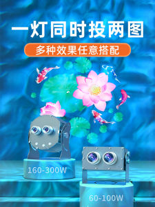 Dynamic 3D Water Wave Effect Double Head Projector Koi Fish Spotlight Outdoor Advertising Door Head Lighting Scenography