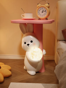 Cute Rabbit Floor Decorations Living Room Bedroom Cartoon Side Table Bedside Table Small Tea Table Decorations Moving Gift