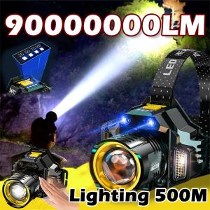 Powerful LED Headlamp Motion Sensor Headlight 1200mAh Rechargeable COB Head Flashlight High Power for Fishing