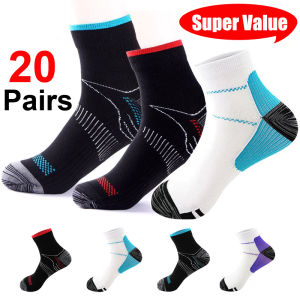 20Pairs Plantar Fasciitis Socks with Arch Support for Men & Women - Best Ankle Compression Socks for Foot and Heel Pain Relief -