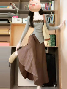 Retro Casual Fashionable Three-Piece Set with Blouse Half-Skirt Comfortable Cotton round Neck Short Sleeve Womens Autumn Wear