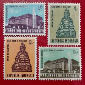 Koleksi Prangko kuno Indonesia Jadul 4 Pcs Seri Hari Bank Tahun 1963 UN USED