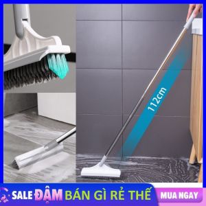 Cây Chà Sàn Nhà Tắm Thiết Kế Đầu Gạt Nước Và Đầu Chổi Xoay 120 Độ - Chổi Chà Sàn Nhà Tắm Thông Minh 2 Trong 1 Quét Nhà Siêu Sạch Mọi Góc Bẩn / Chổi Cọ Sàn Và Gạt Nước Đa Năng