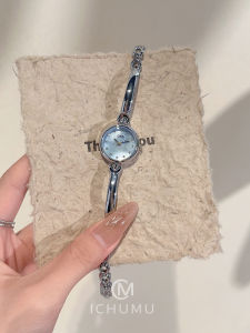 Elegant Small Bracelet Style Womens Watch Ichumu Fashionable Alloy Band Quartz Movement round Face Mineral Glass Japan Movement