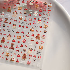 1pcs 5D Colored Lemon Jelly Nail Stickers Sweet Fruits Cartoon Calw Bear Candy Self Adhesive Nail Art Stickers Cute Nail Parts