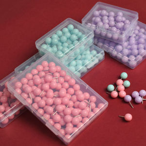 Push Pins Map Tacks with Plastic Beads Head for Cork Board Multi-Color Map Pins for Travel Map Board Pins Bulletin Board Office