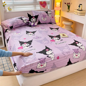 Dansunreve Sanrio Bedsheet 100% Cotton Fitted Bedsheet Hello Kitty Cinnamoroll Kuromi Soft Bedsheet With Garter