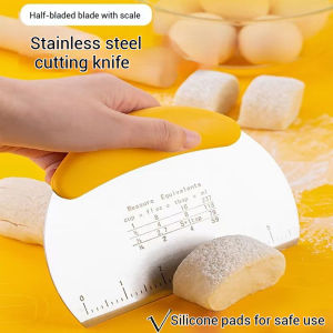 Dough Scraper scale Design Noodles Cutter Non-Slip Handle Baking Scraper Stainless Steel Noodles Dedicated Knife Pizza Bread Separator 带刻度切面刀专用刀