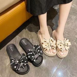 Azgalery SPT-35 / Sandal Selop Pita Wedges Polkadot Wanita Kasual Model Kekinian Tidak Licin Nyaman Fashion Style Korean / COD