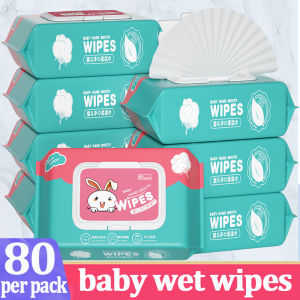 80Pcs/pack Flip-Top Packed Organic Baby Wipes Unscented Hypoallergenic 99% Purified Water Non-Alcohol