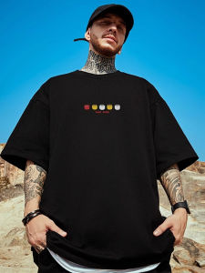 เสื้อยืดคอกลมแขนสั้นผ้าฝ้ายแท้พิมพ์ลายตัวอักษรสไตล์อเมริกันสำหรับผู้ชายไซส์ใหญ่ ทรงหลวม แฟชั่นสตรีท ฤดูร้อน