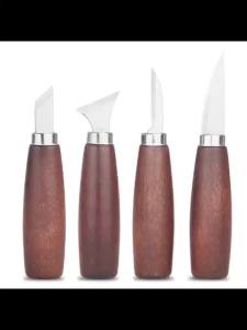 4pcs Wood Carving Knife Carving Tools Ergonomic Woodworking Spoon Durable Crooked Beginners Sculptural Professional