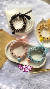 [PEARL BRACELET] CATTIESFUN Kalung kucing Mutiara Motif Renda