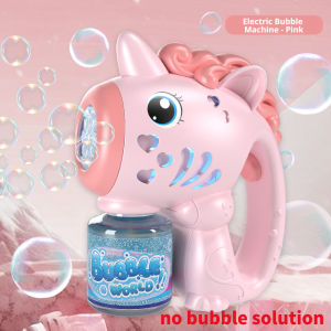 2026 Flying Horse Unicorn Electric Bubble GunColorful Porous Automatic Soap Blower With Lights Summer Outdoor Party Games Toys