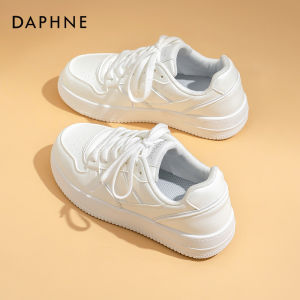 Daphne Satin Thick Heel Board Shoes Womens Spring Summer White Sneakers Breathable Sports Casual Shoes Fashionable All-Match
