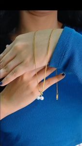 Kalung Ceri Mutiara & Batu Hijau Merah Mengkilat Perhiasan Wanita Anti Karat Cantik Stainless Steel