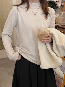 Slimming Effect Long Sleeve Base Shirt Half High Collar Inner Wear Top for Small Stature Autumn Winter Essential Style Commute Korean Style